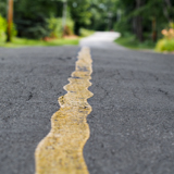 Wiggly center line on a Fishers Island road